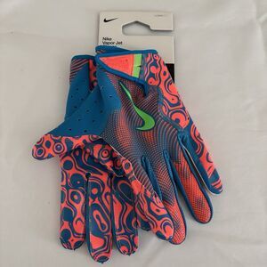 Nike Vapor Jet Football Gloves Blue/Orange Sz Large